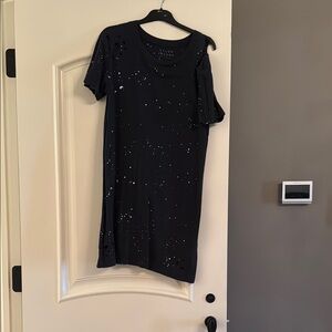 Tyler Jacobs Stylish one shoulder distressed Black Mini Dress